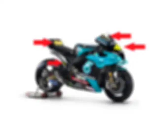 4 ciri khas di motor MotoGP Yamaha YZR-M1 Valentino Rossi di MotoGP 2021 (tanda panah). Punya arti dan makna tersendiri