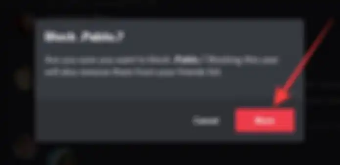 Konfirmasi saat blokir akun Discord.