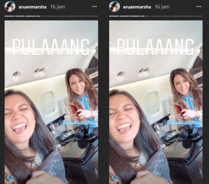 Marsha Aruan membagikan momen di dalam pesawat jet 