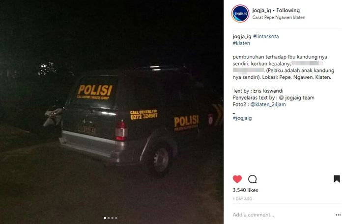 Anak bunuh ibunya sendiri