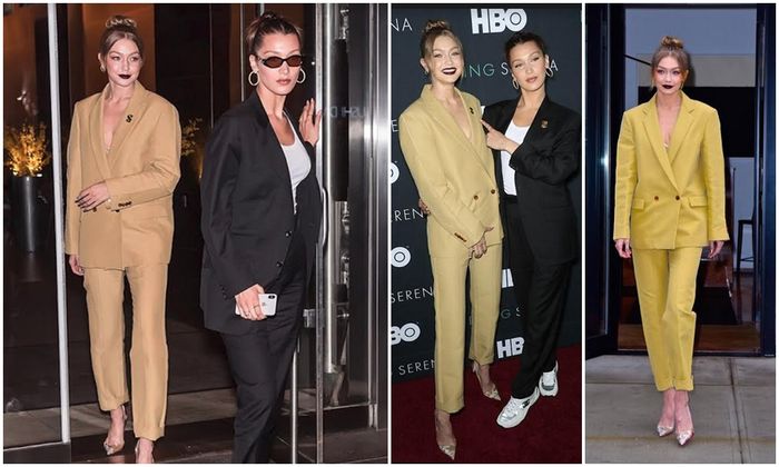 Gaya busana suit pants jadi pilihan Hadid bersaudara untuk tampil formal, edgy sekaligus sophisticated. 