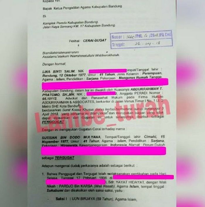 Kabar perceraian Sule