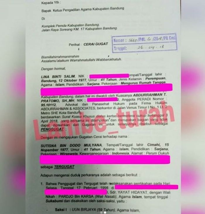 Sule dikabarkan digugat cerai oleh strinya, Lina.