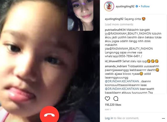 Ayu Ting Ting kerap video call dengan Bilqis