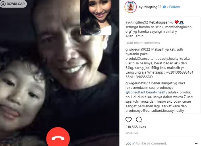 Ayu Ting Ting kerap video call dengan Bilqis