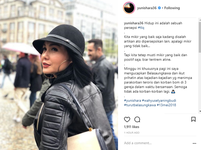 Yuni Shara Ikut Belasungkawa atas bom di Surabaya