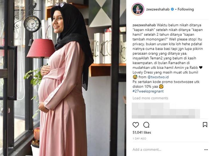 Zee Zee Shahab tengah mengandung.