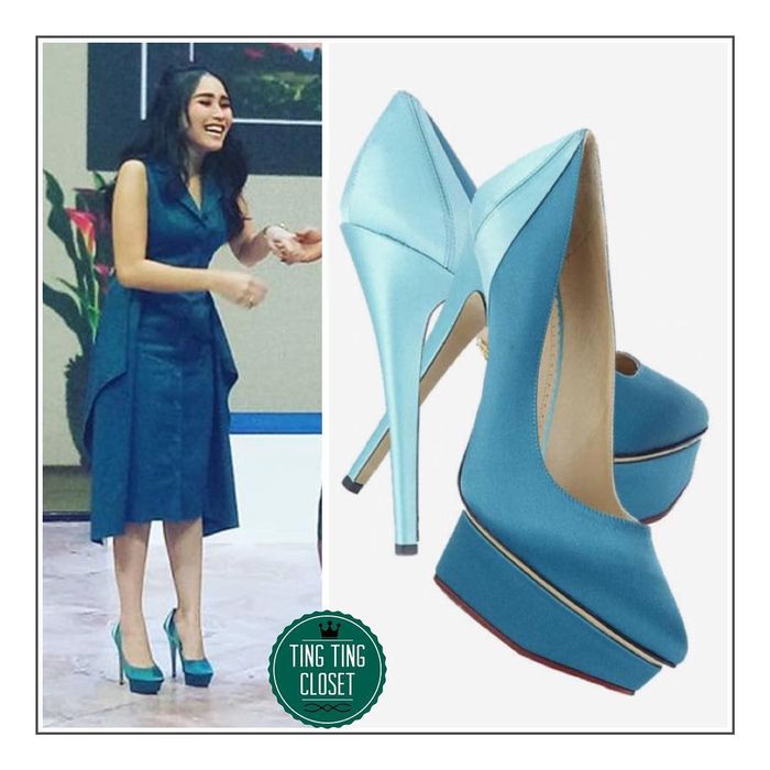 Ayu Ting Ting dengan Masako Satin Bi-Colour Pump by Charlotte Olympia