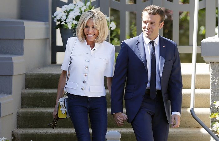 Presiden Prancis, Emmanuel Macron, dan istrinya, Brigitte Brigitte Trogneux Macron
