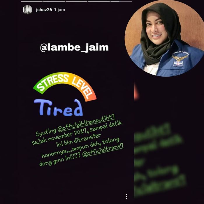 Jane Shalimar curhat honornya tak dibayar-bayar.