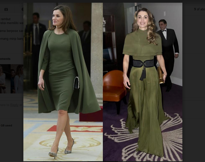 Kenakan busana bernuansa hijau army, selain gaya busana super stylishnya, kedua ratu ini juga memiliki wajah super mirip.