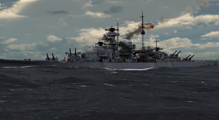 Bismarck saat tengah mengaruhi lautan