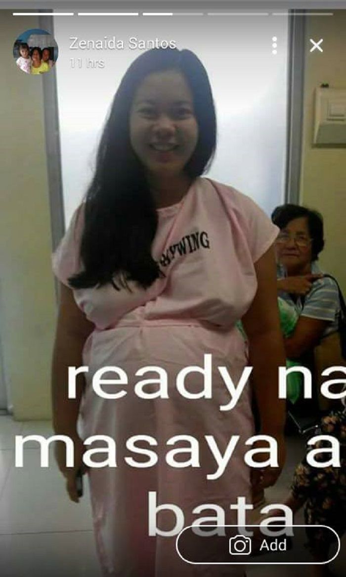 Camille Carlos Santos sesaat sebelum melahirkan