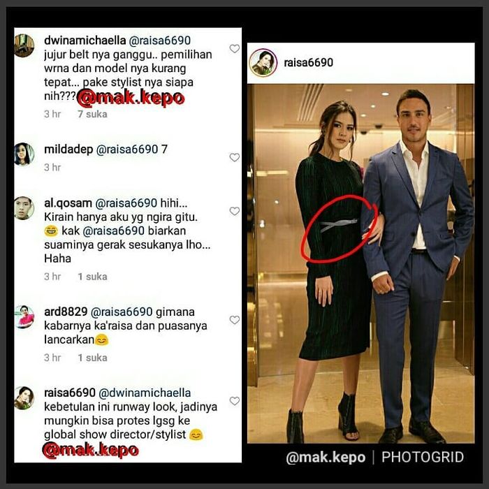 Salah satu unggahan Raisa berfoto dengan suaminya yang mendapat tanggapan dari banyak netizen