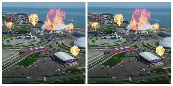 Animasi drone membom stadion di Rusia