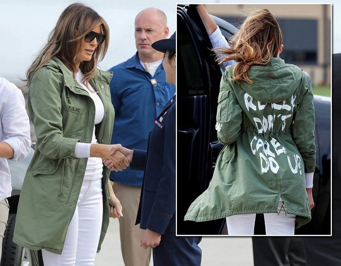 Melania Trump saat mengunjungi anak-anak korban pemisahan imigran di Texas, Amerika Serikat