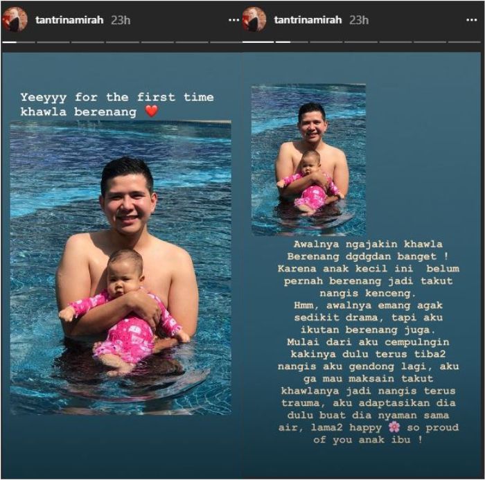 Cerita Tantry Namirah saat mengajak Khawla pertama berenang