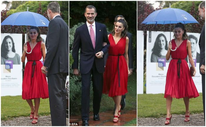 Ratu Letizia tampil memesona dengan dress merah