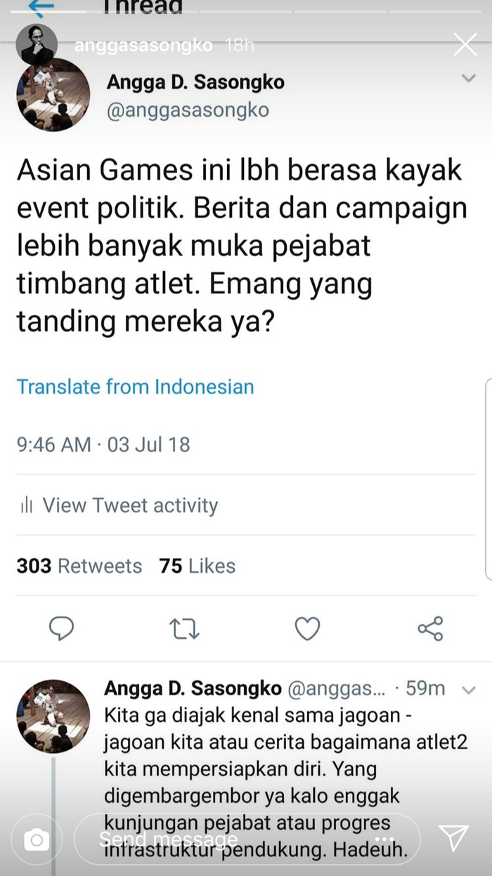 Cuitan twitter Angga Sasongko