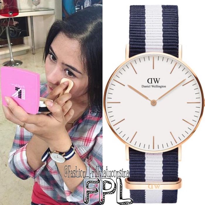 Prilly dengan jam Daniel Wellingtonnya