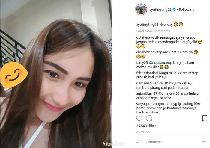 Postingan Ayu Ting Ting 2 hari sebelumnya
