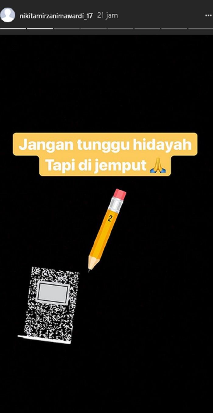Unggahan instastory Nikita Mirzani