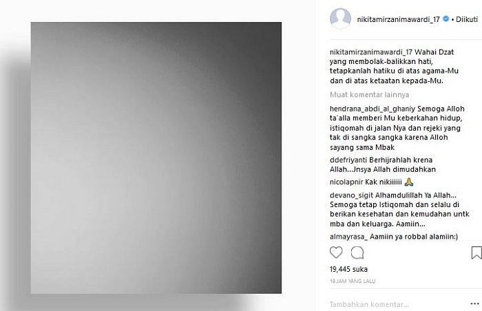 Unggahan Instagram Nikita Mirzani