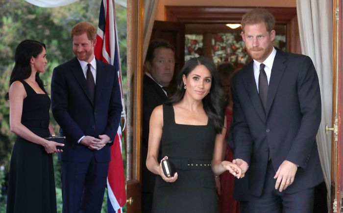 Meghan dengan dress hitam karya Emili Wickstead