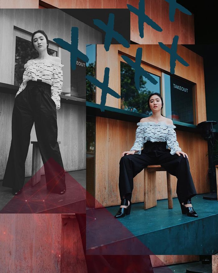 Febby tampil dengan gaya chic