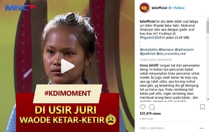 Video Waode Sofia saat diusir juri KDI