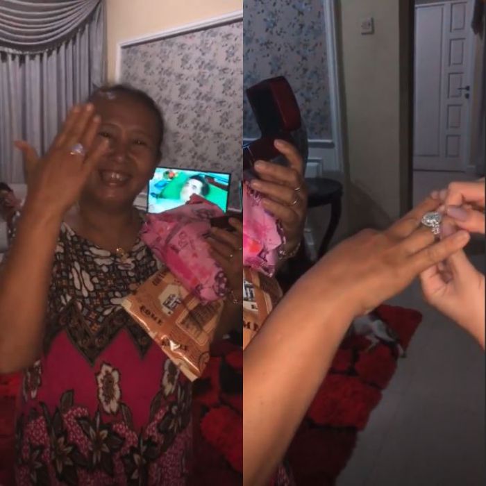Ini dia cincin sebagai kado ulang tahun yang diberikan Zaskia Gotik untuk ibundanya.