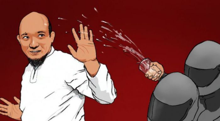 Ilustrasi penyiraman air keras yang dialamin Novel Baswedan.