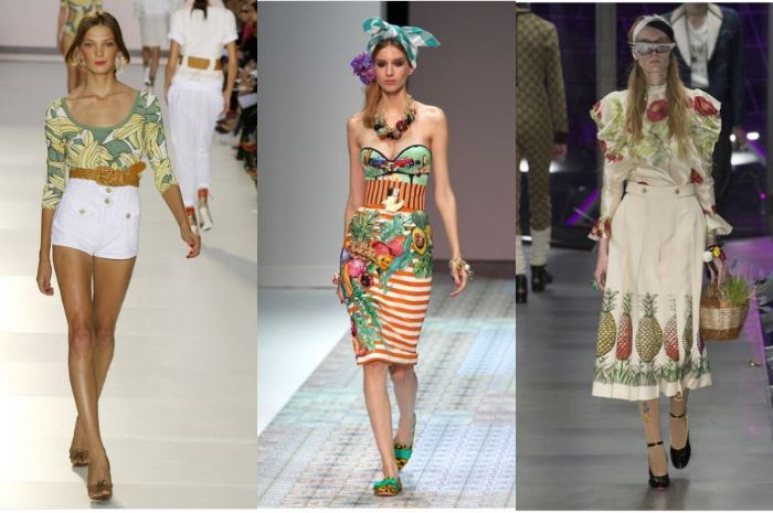 Busana dengan motif buah-buahan