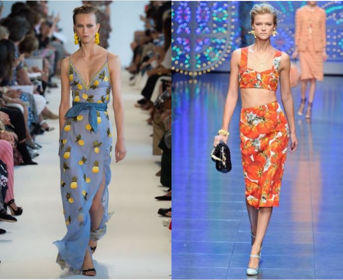 Deretan busana dengan motif printing buah-buahan