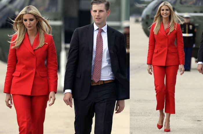 Penampilan Ivanka Trump dengan outfit serba merah