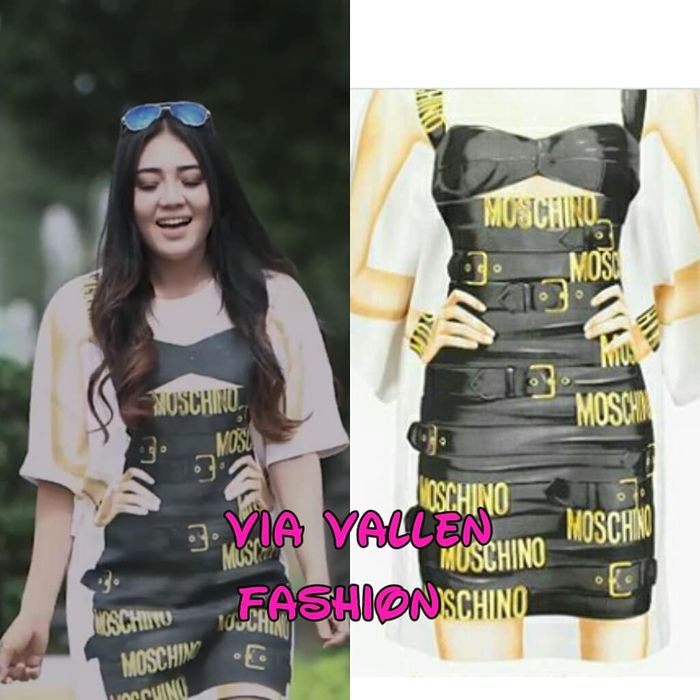 Via Vallen mengenakan mini dress Moschino
