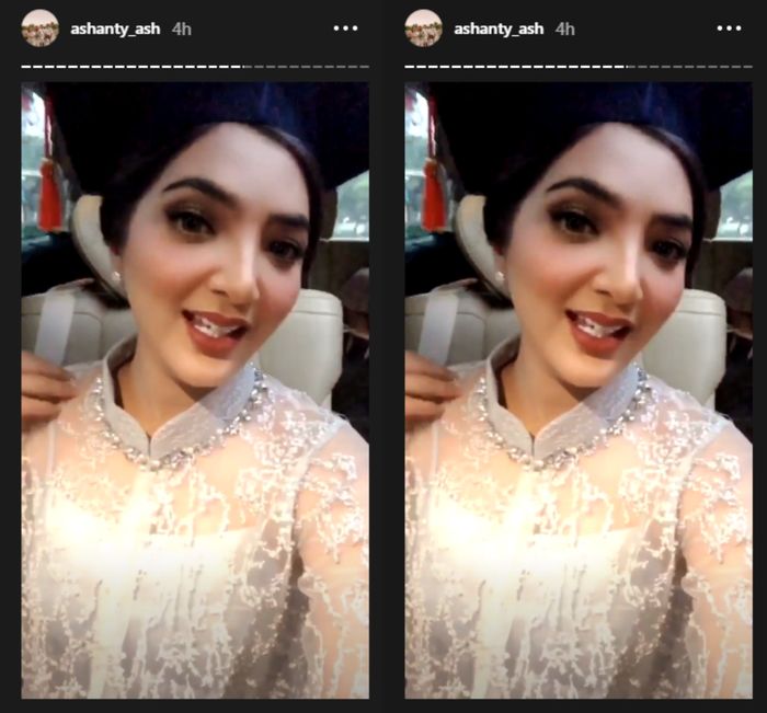 Ashanty terlihat cantik dalam balutan kebaya modern berwarna silver