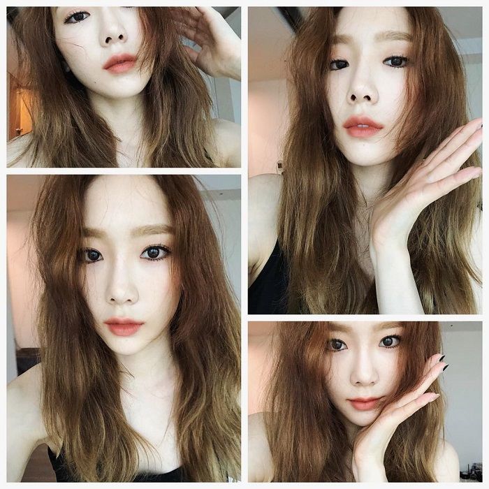Taeyeon dengan Peachy Makeup Look