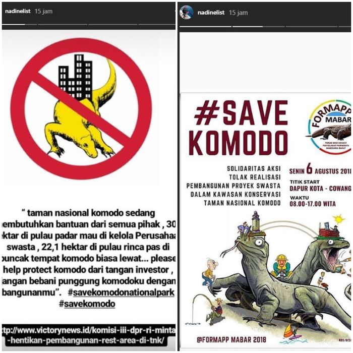 Nadine Chandrawinata tunjukkan kepedulian akan TNK Komodo