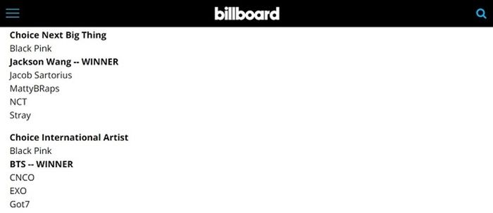 Jackson GOT7 memenangkan penghargaan Choice Next Big Thing