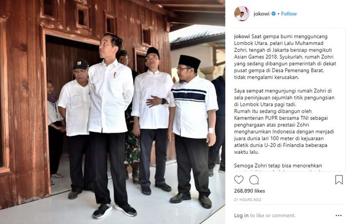 Presiden Jokowi smepatkan diri mampir ke rumah Zohri yang lagi direnovasi