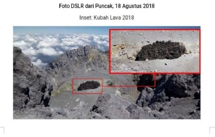 Kubah lava yang baru terbentuk