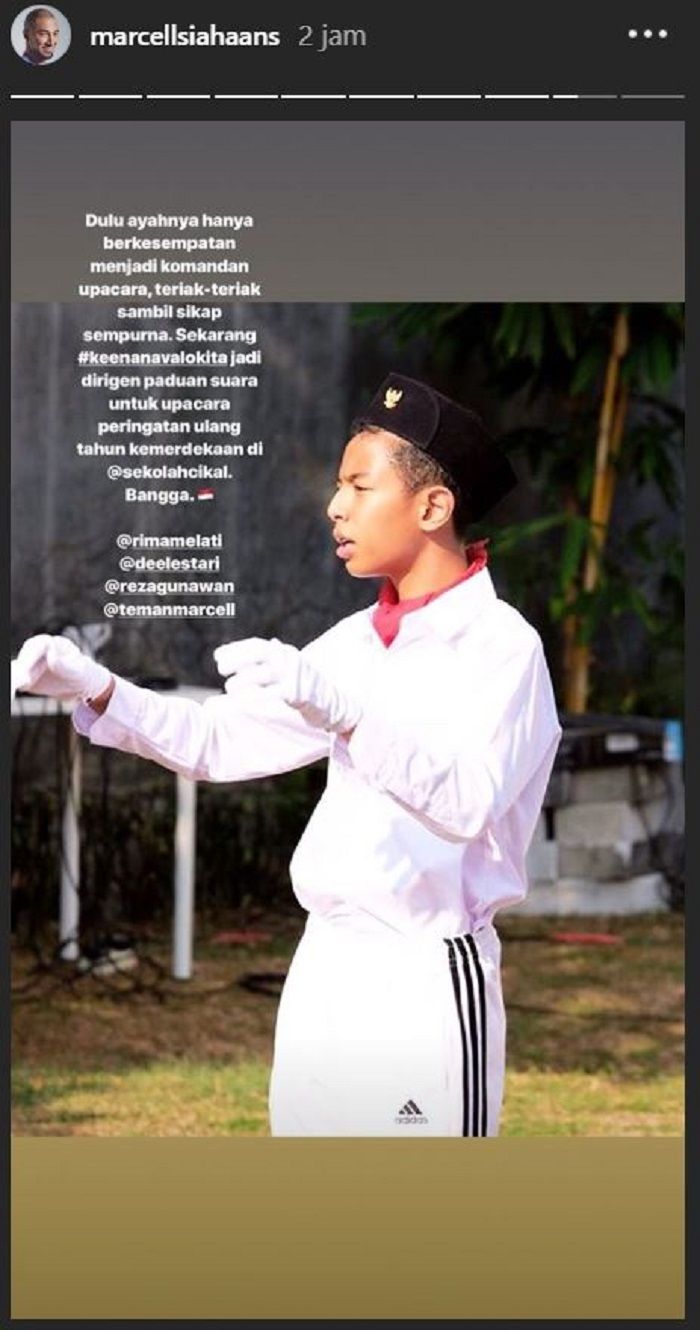 Bangganya Marcell Siahaan ketika sang anak jadi drigen di upacara 17 Agustus