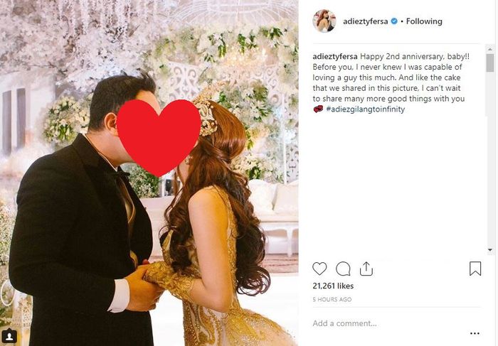 Adiezty Fersa rayakan hari jadi pernikahannya bersama Gilang Dirga 