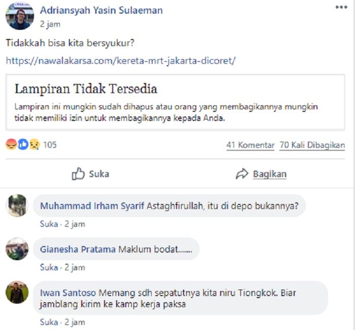 unggahan akun Adriansyah Yasin Sulaeman 