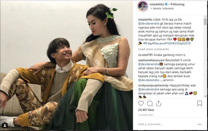 Iis Dahluia tuliskan doa dan ucapan manis di pertambahan usia putranya, Devano Danendra.
