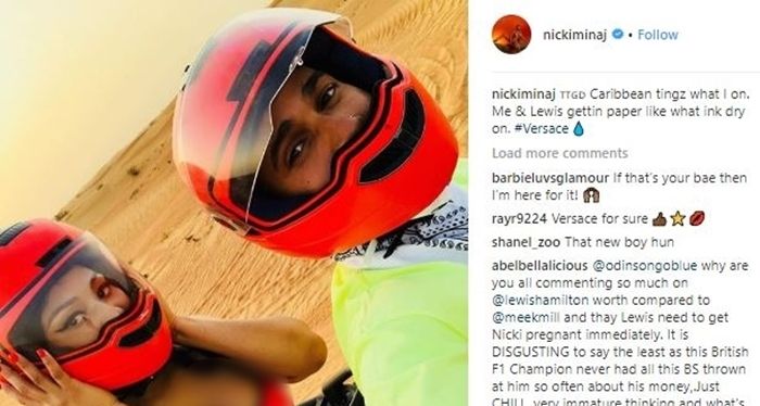 Foto kebersamaan Nicki Minaj dan Lewis Hamilton.