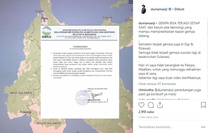 Anji Manji tak jadi manggung di Palopo.