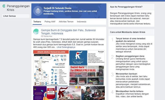 Tampilan Facebook Safety Check