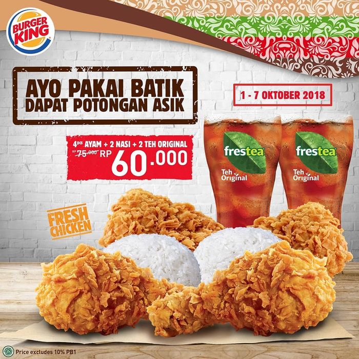 Promo Burger King di Hari Batik Nasional 2018.